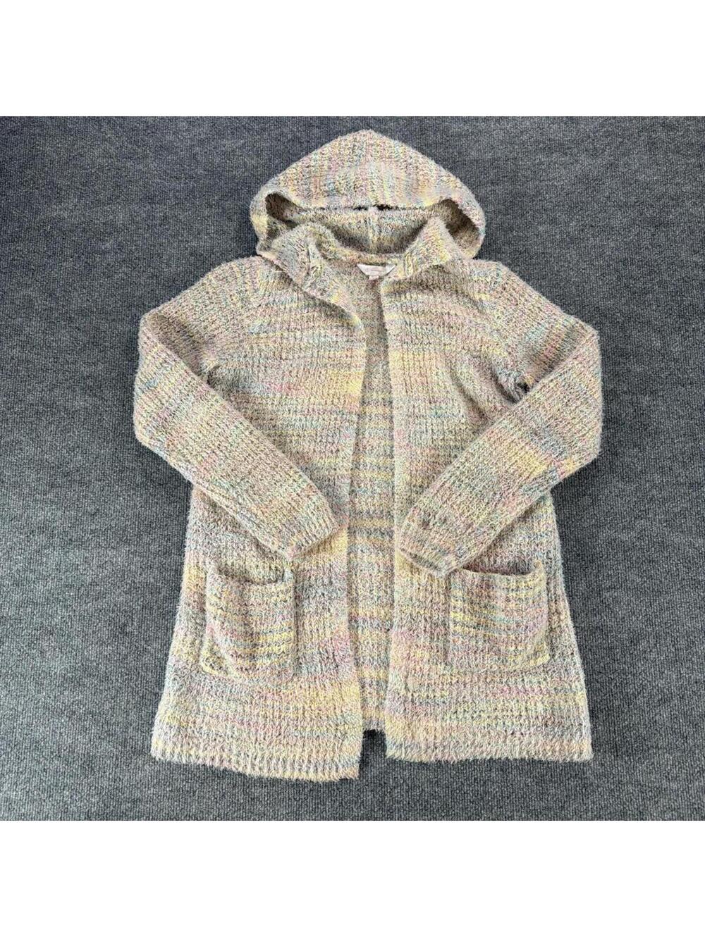 No Boundaries Multicolor Knit Hooded Cardigan Sweater Large - Girly, Bubblegum
